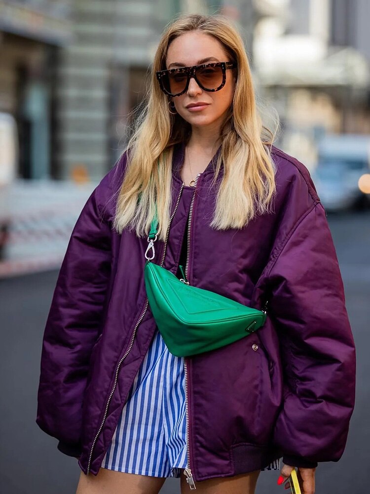 Oversized Bomber Jacket Women | Black, Relaxed Fit