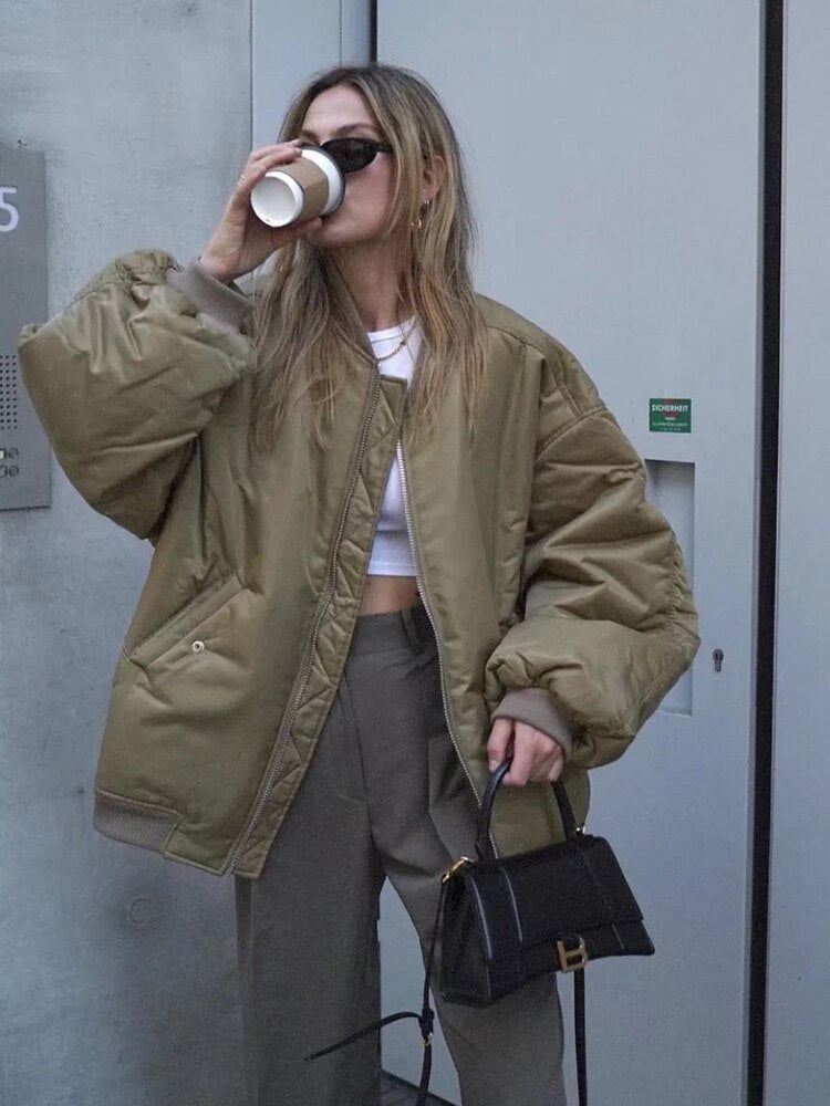 Oversized Bomber Jacket Women | Black, Relaxed Fit