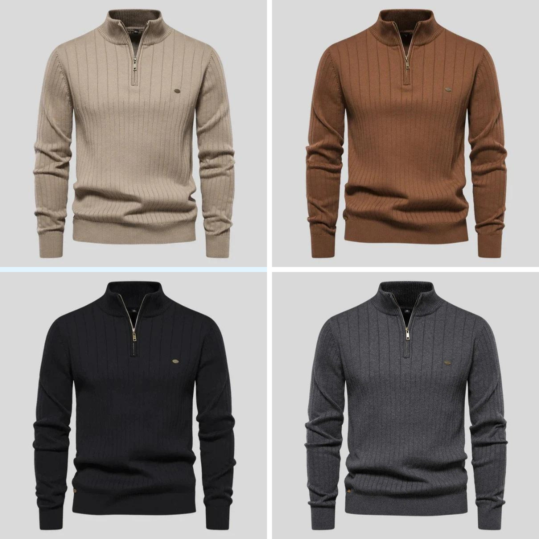 Men's Sweater | Half-Zip Long Sleeves | Acrylic Blend