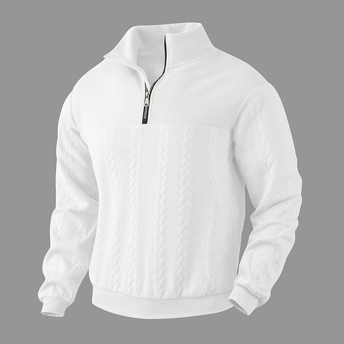 Men's Cable Knit Sweater | Quarter-Zip Pullover | Crew Neck