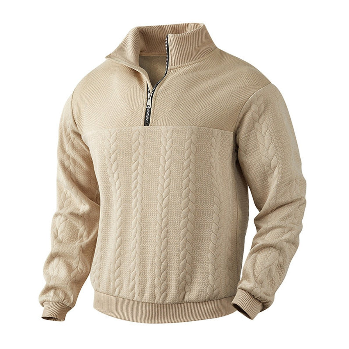 Men's Cable Knit Sweater | Quarter-Zip Pullover | Crew Neck