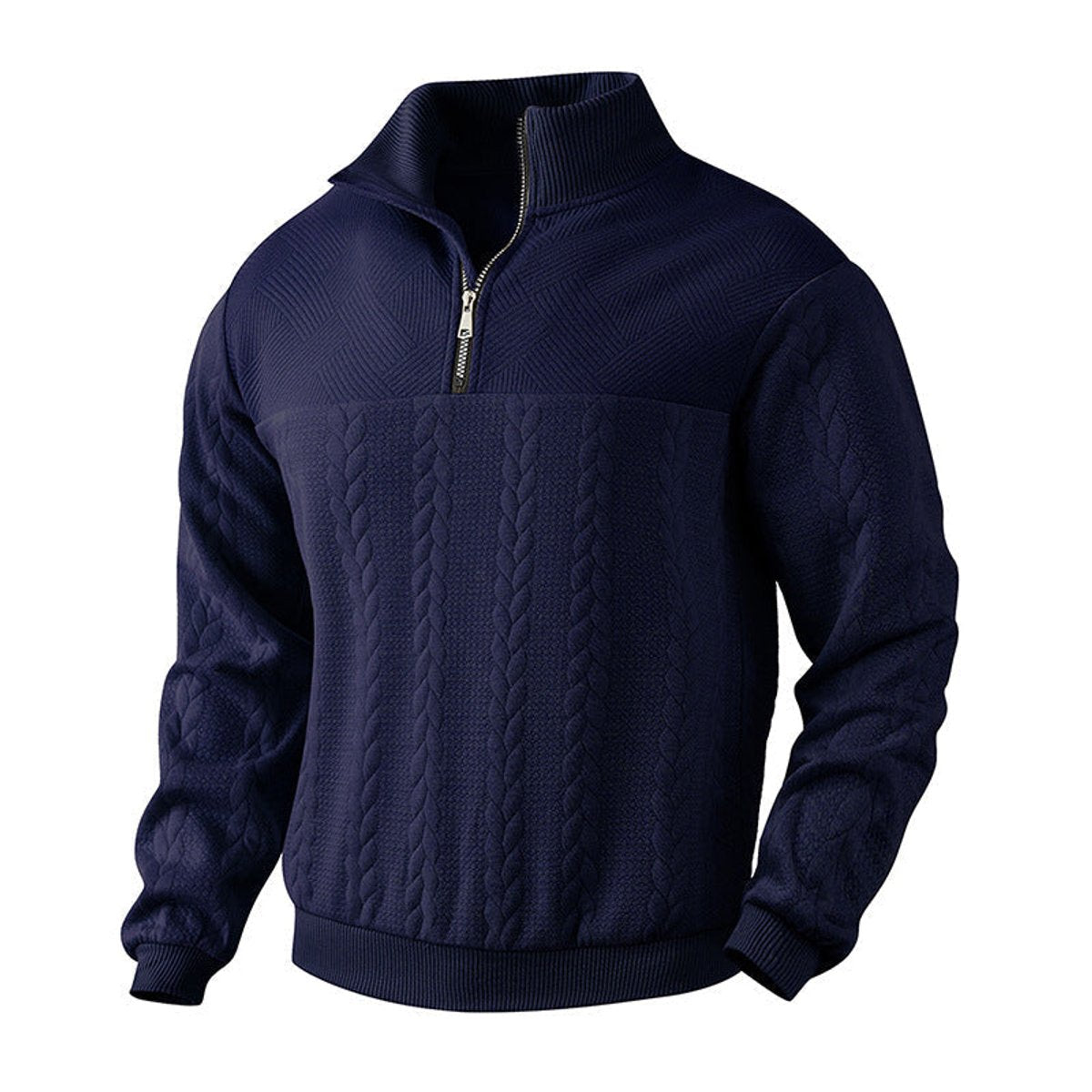 Men's Cable Knit Sweater | Quarter-Zip Pullover | Crew Neck