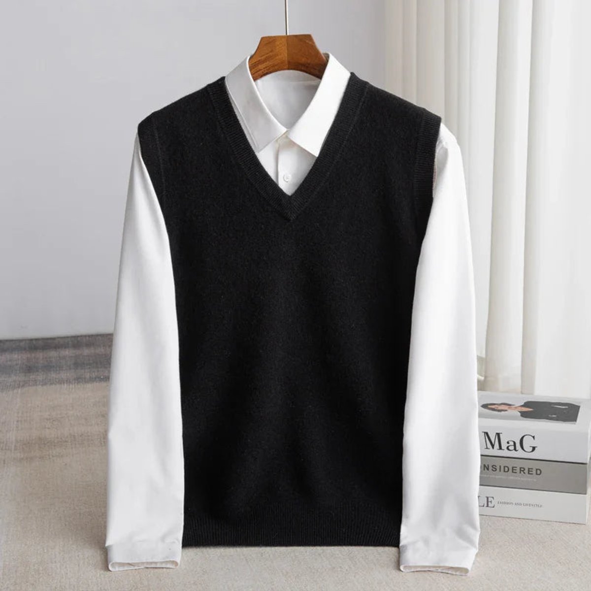 Men's Merino Wool Vest | V-Neck Layering Knit | Australian Wool