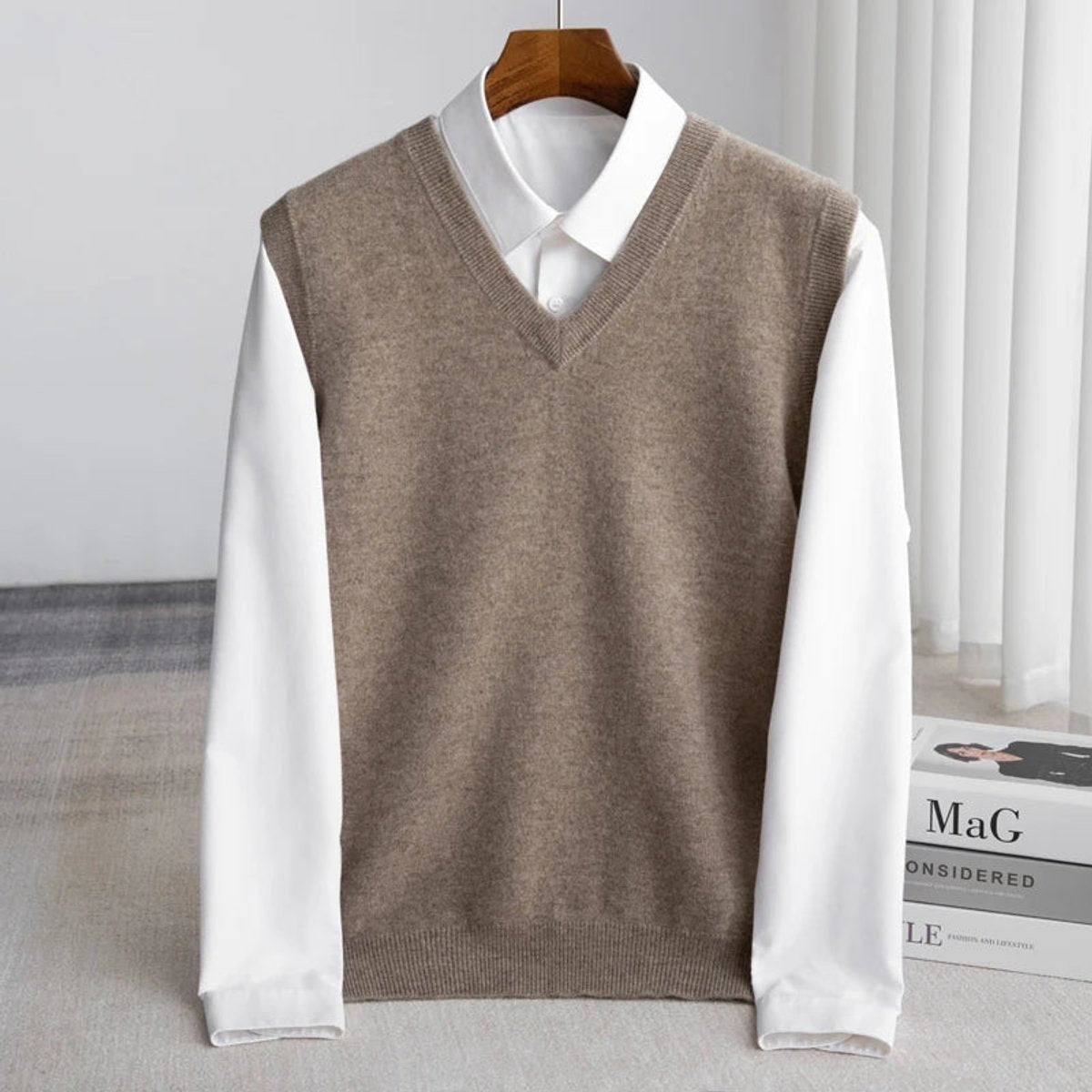 Men's Merino Wool Vest | V-Neck Layering Knit | Australian Wool