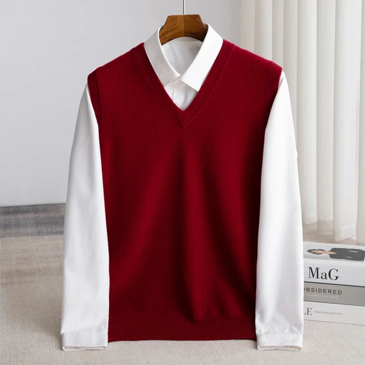 Men's Merino Wool Vest | V-Neck Layering Knit | Australian Wool