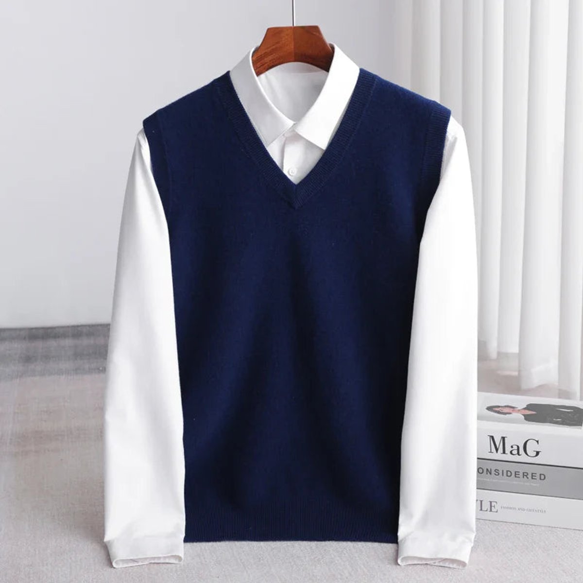 Men's Merino Wool Vest | V-Neck Layering Knit | Australian Wool