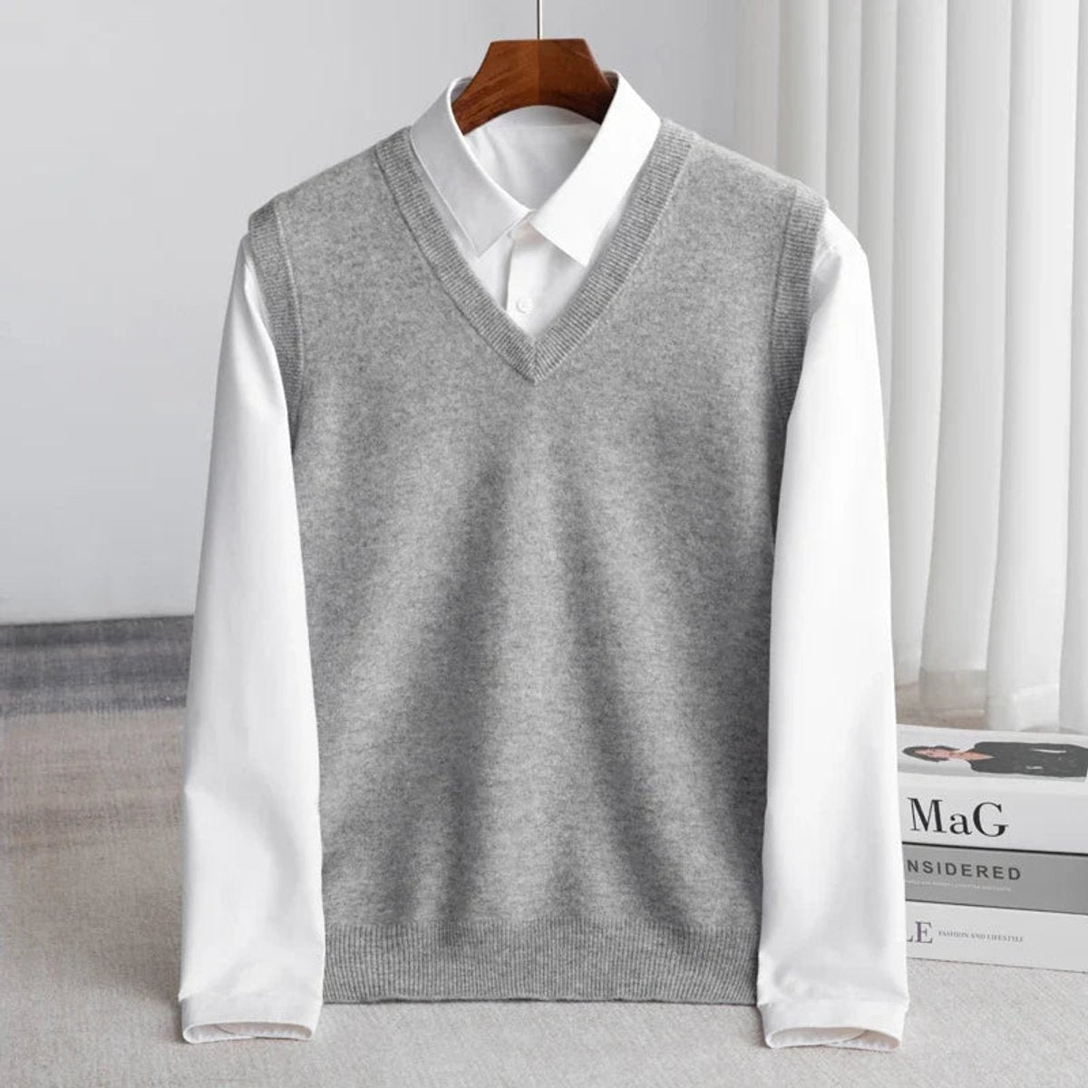 Men's Merino Wool Vest | V-Neck Layering Knit | Australian Wool
