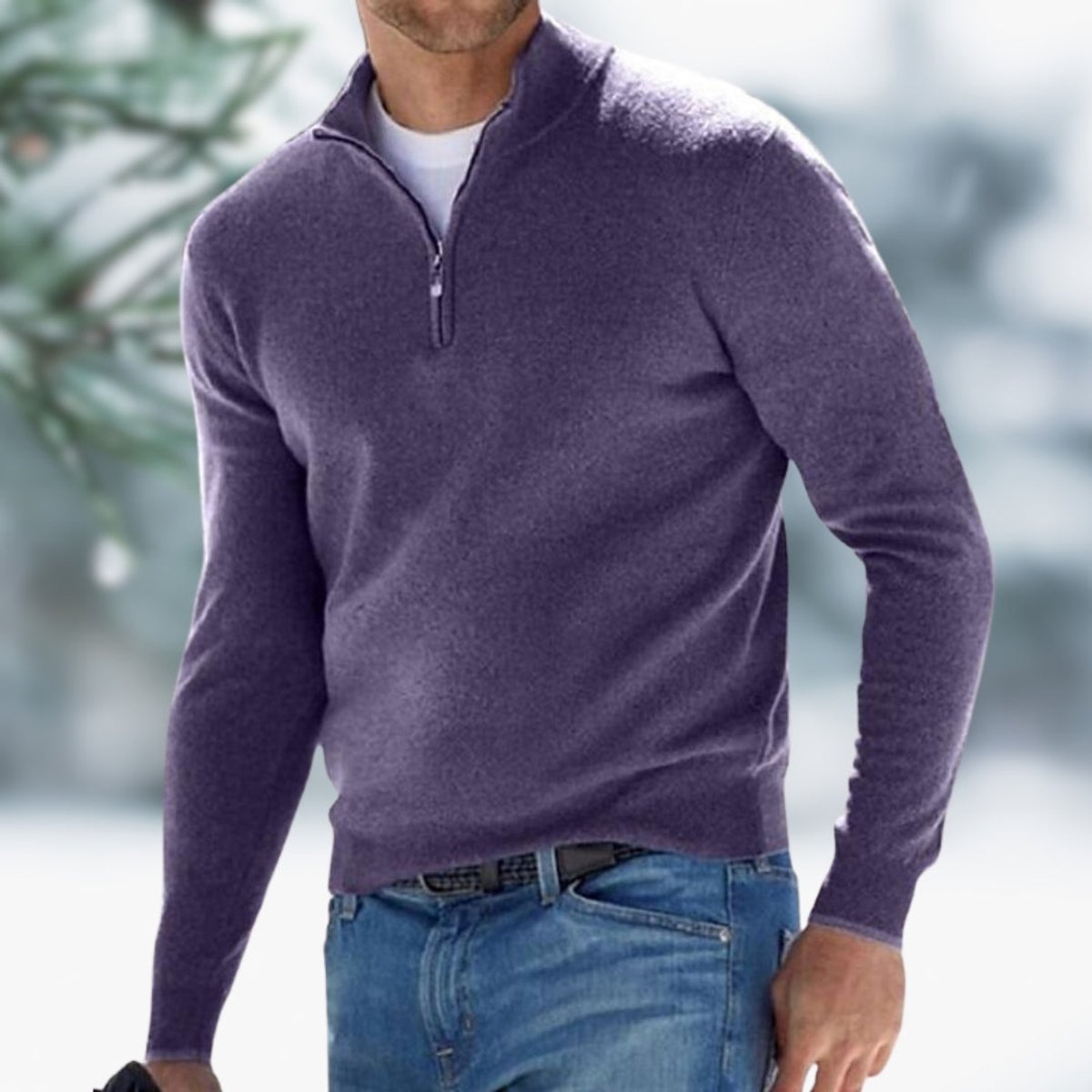 Men's Quarter-Zip Sweater | Slim Fit Knit Pullover