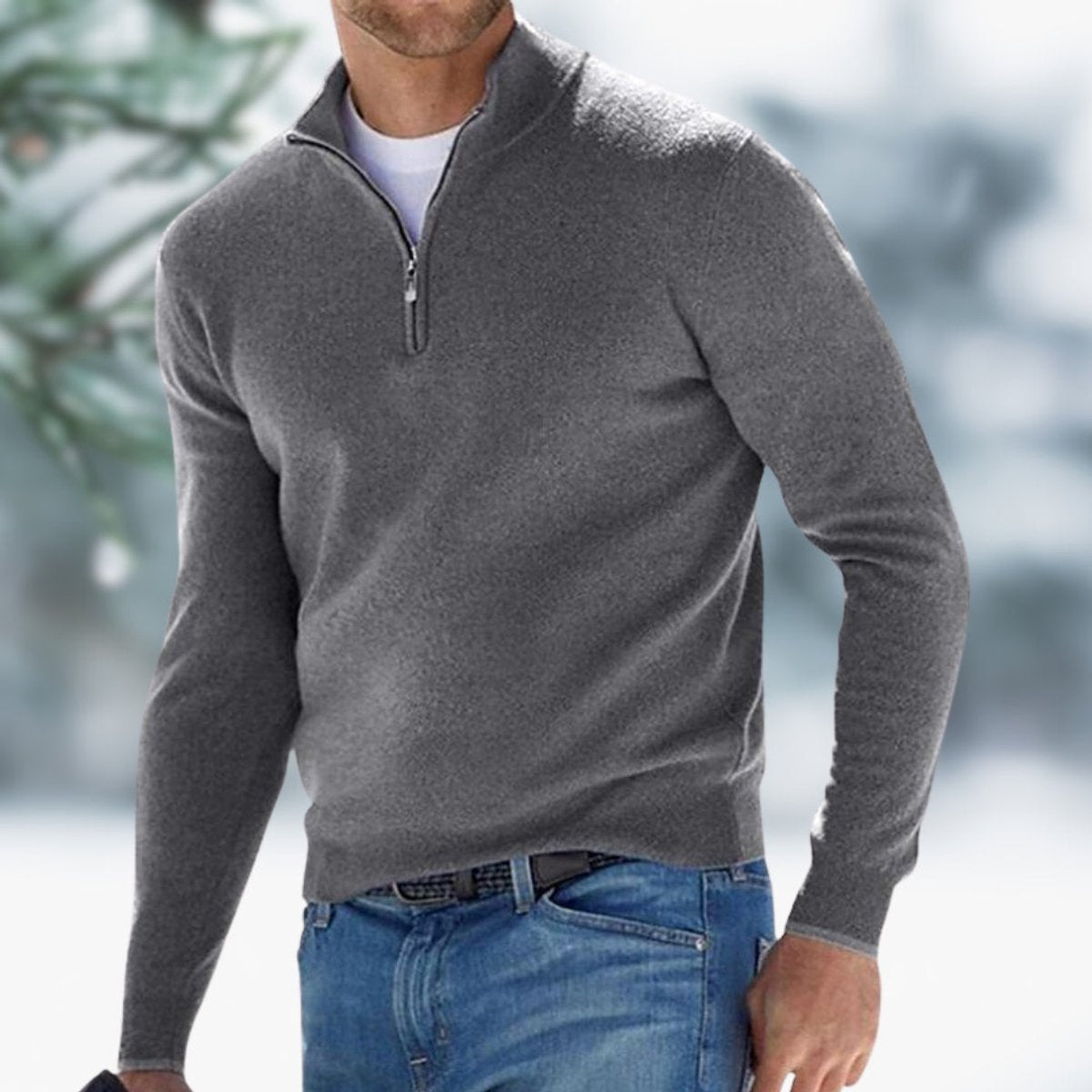 Men's Quarter-Zip Sweater | Slim Fit Knit Pullover