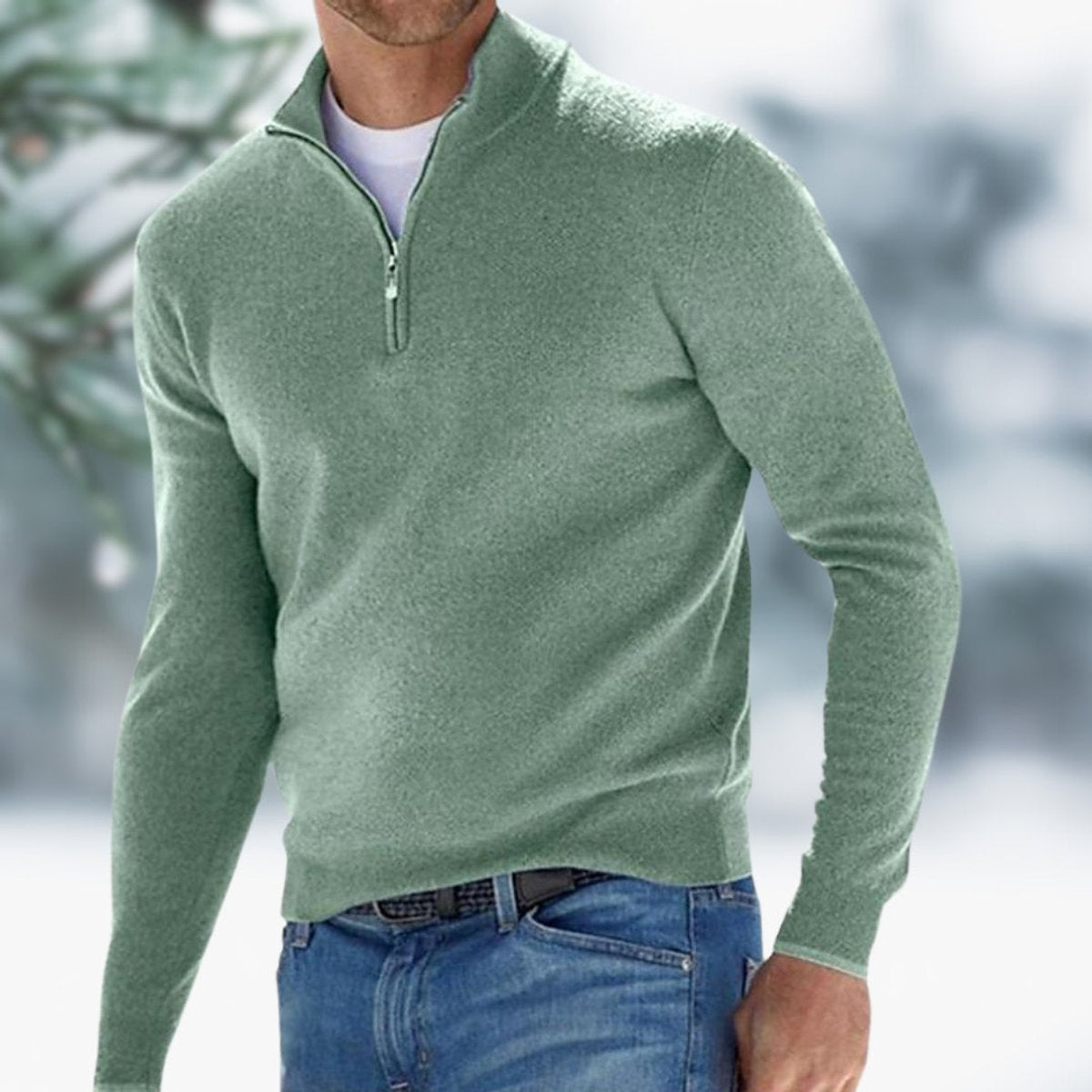 Men's Quarter-Zip Sweater | Slim Fit Knit Pullover