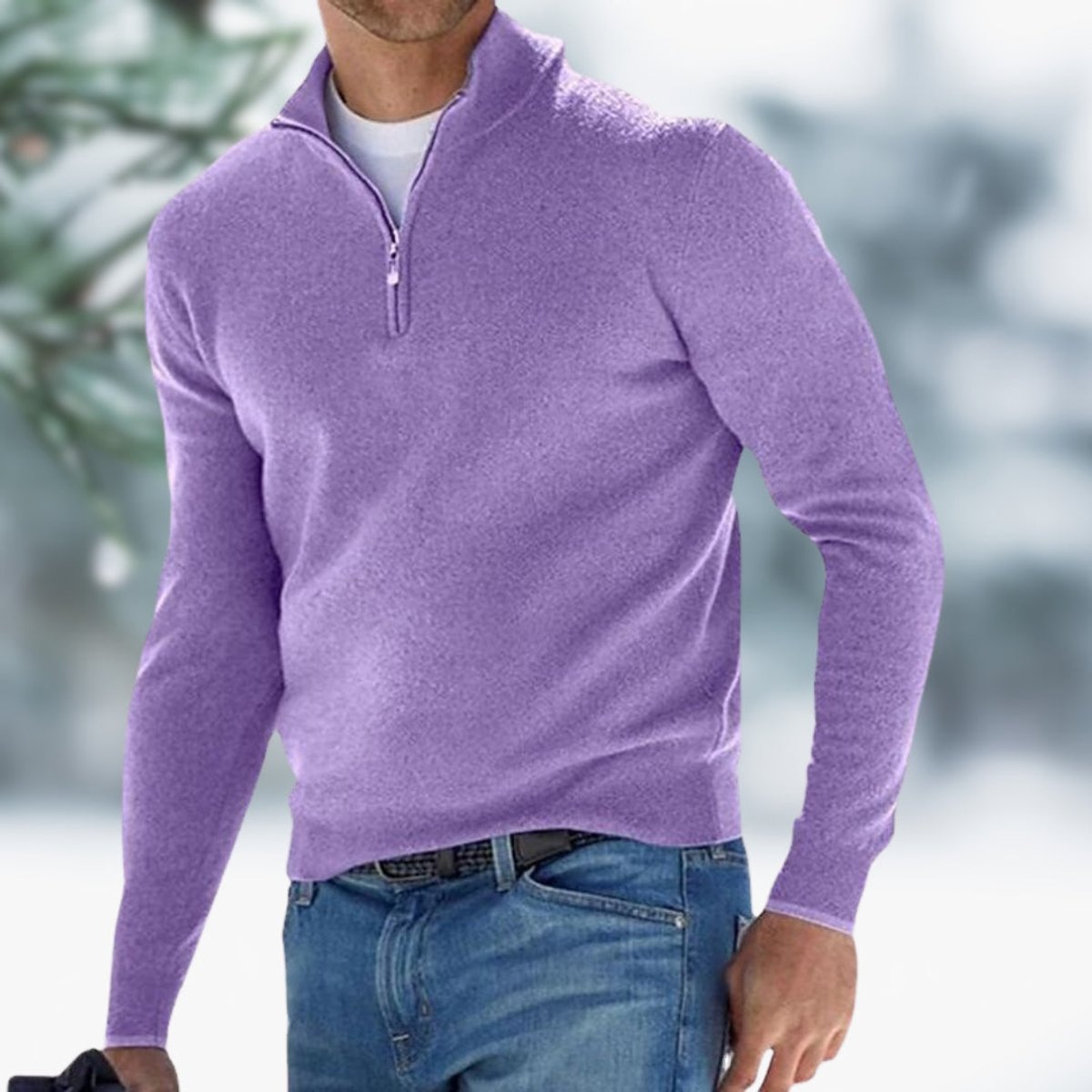Men's Quarter-Zip Sweater | Slim Fit Knit Pullover