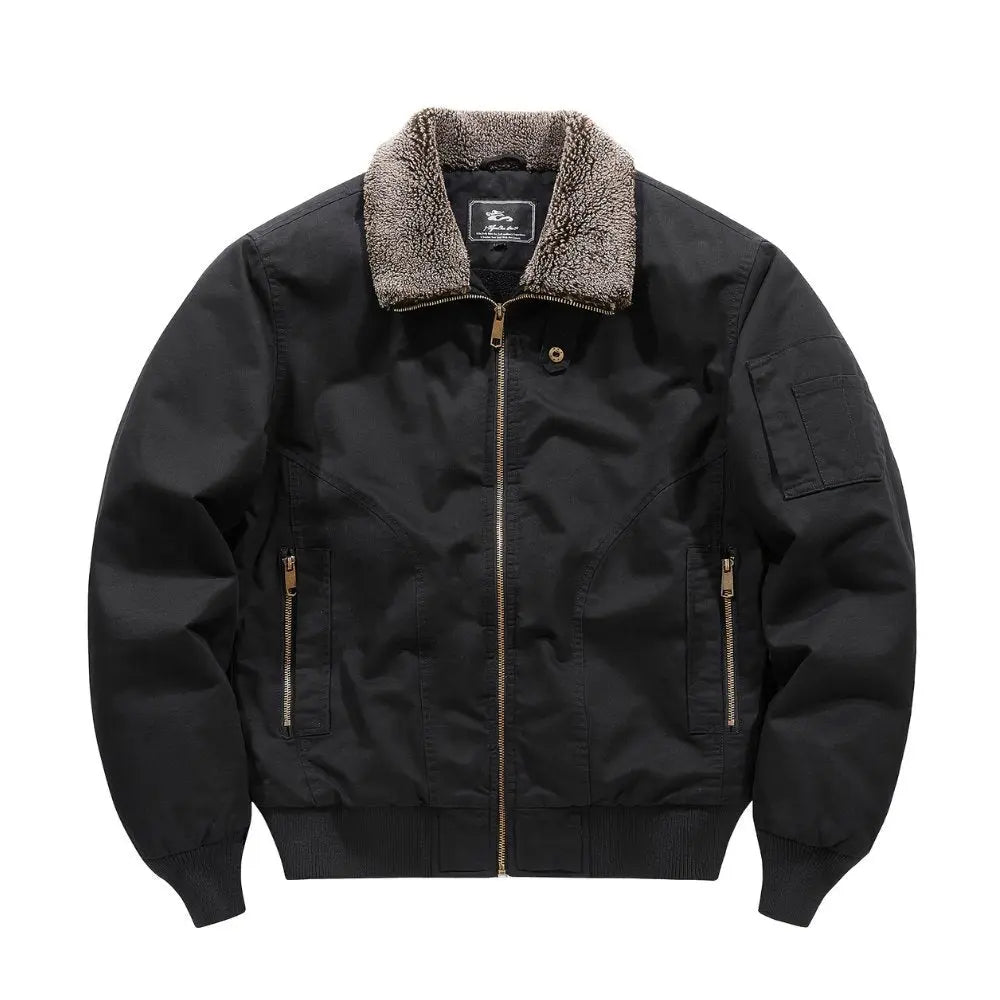 Sherpa bomber jacket for men with sherpa collar and full zip front
