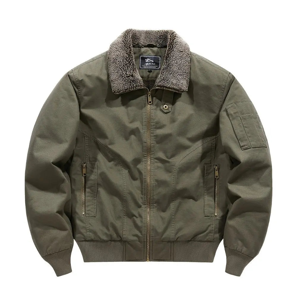 Sherpa bomber jacket for men with sherpa collar and full zip front
