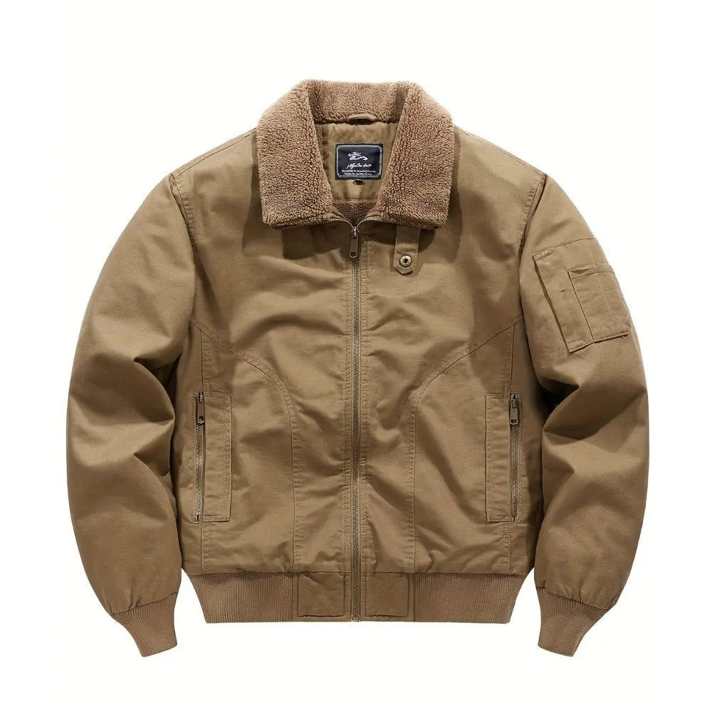 Sherpa bomber jacket for men with sherpa collar and full zip front