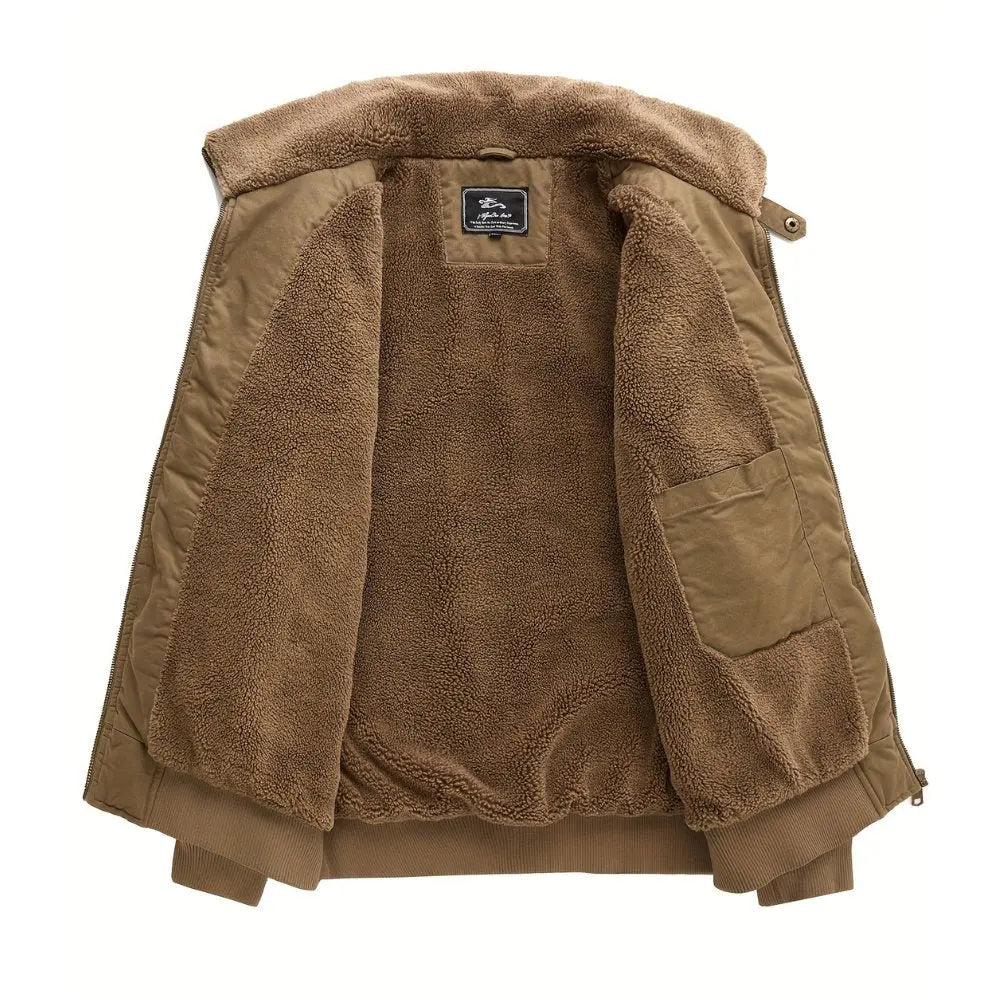 Sherpa bomber jacket for men with sherpa collar and full zip front