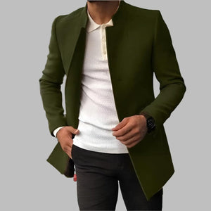 Men's Wool Jacket | Slim-Fit, Collarless, Open Front