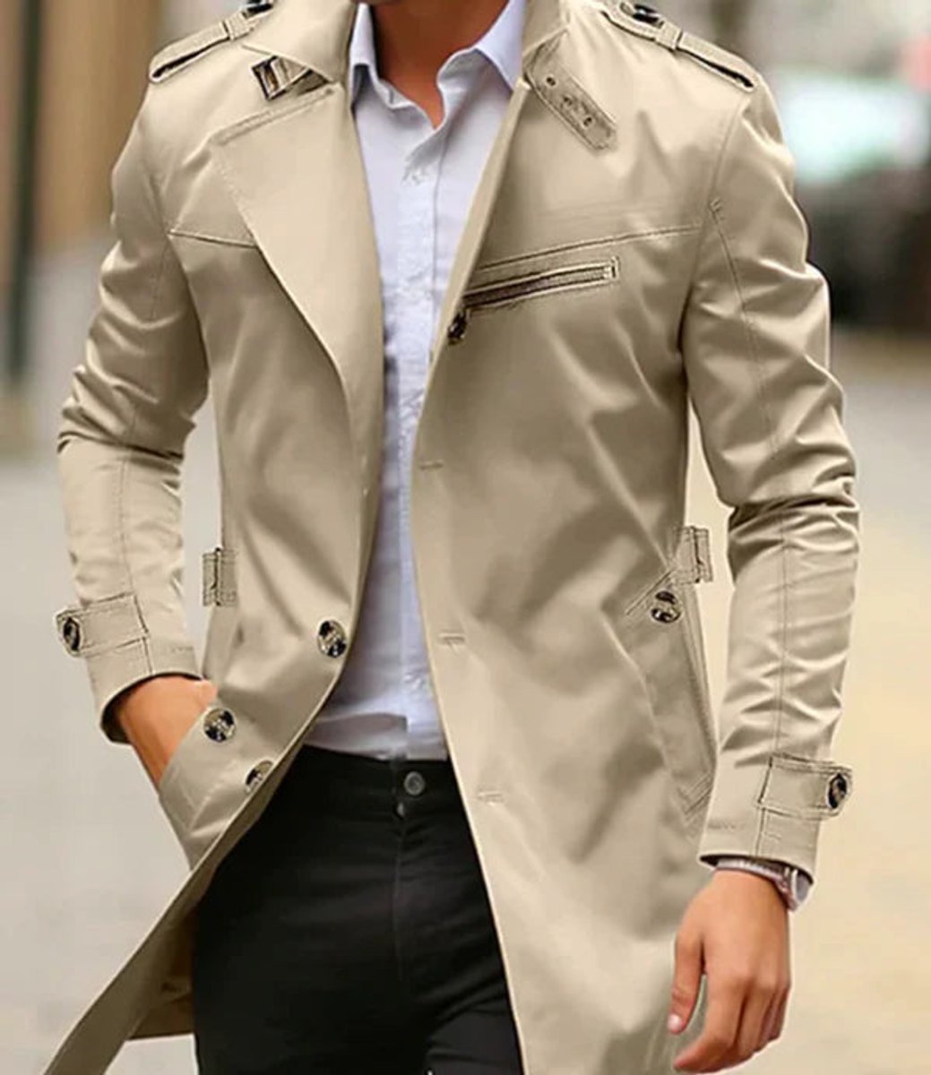 Men's Trench Jacket | Slim Fit, Long Sleeve | Double-Breasted