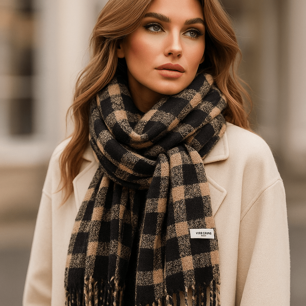 Checked Scarf | Soft, Lightweight and Cosy | Elegant Winter Fashion Accessory