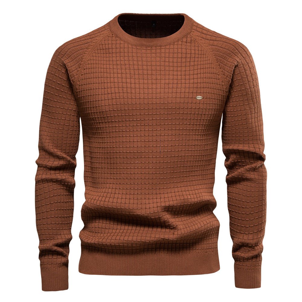 Men textured knit winter sweater long sleeve relaxed fit