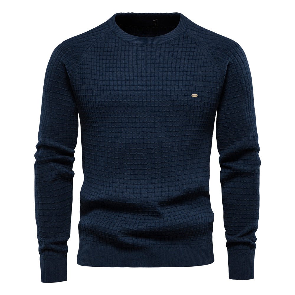 Men textured knit winter sweater long sleeve relaxed fit