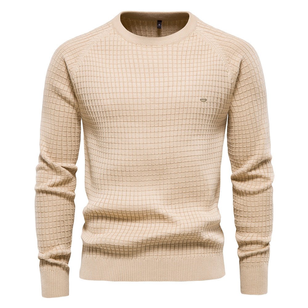 Men textured knit winter sweater long sleeve relaxed fit