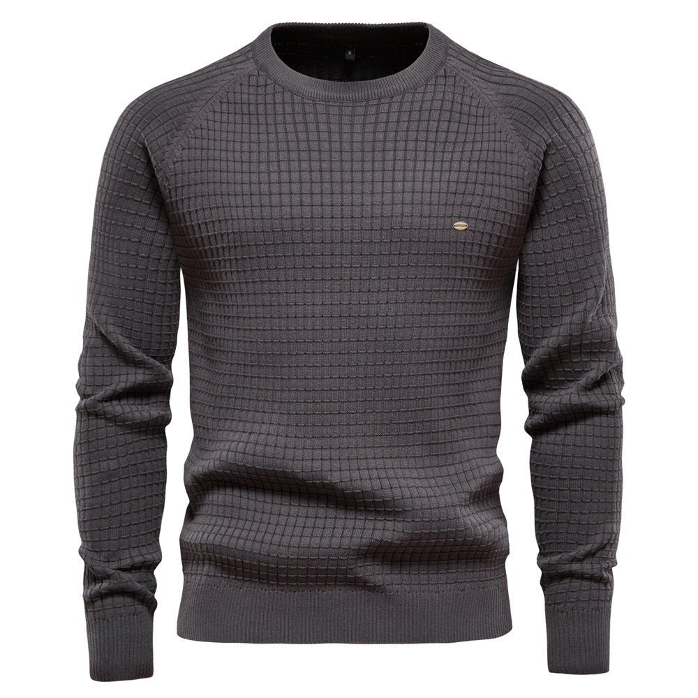Men textured knit winter sweater long sleeve relaxed fit