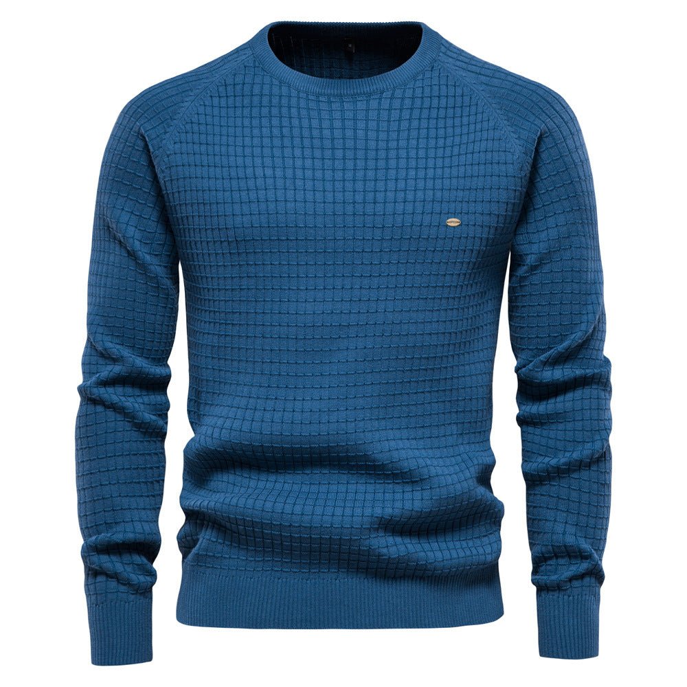 Men textured knit winter sweater long sleeve relaxed fit
