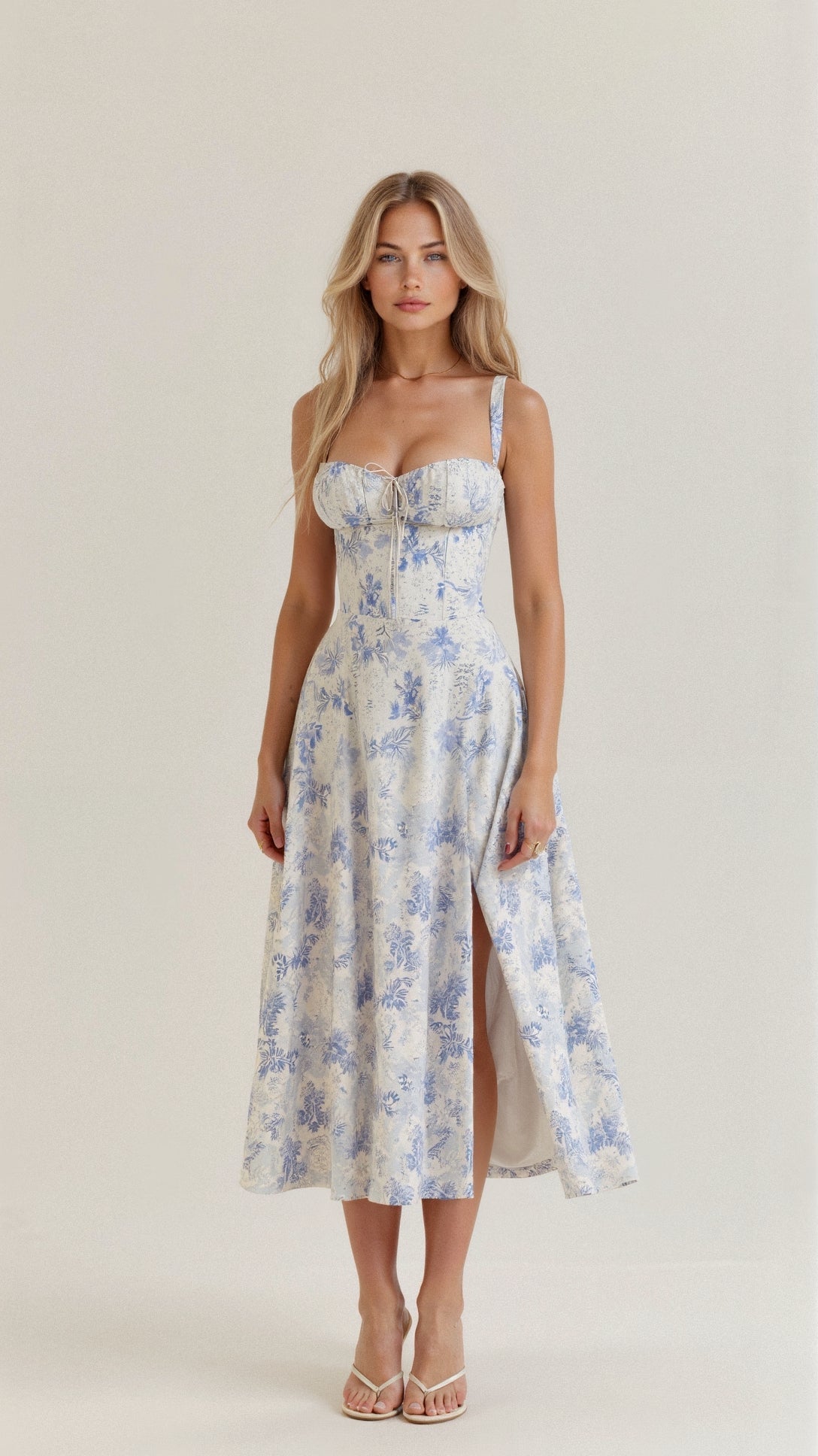 Evening Dress | Elegant, Floral | Flowing Midi Dress