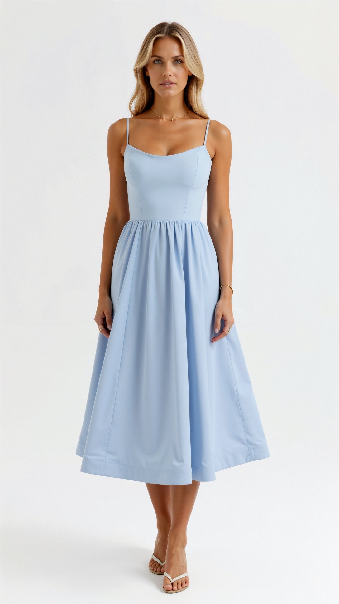 Strapless Evening Midi Dress - Lightweight Summer - For Women