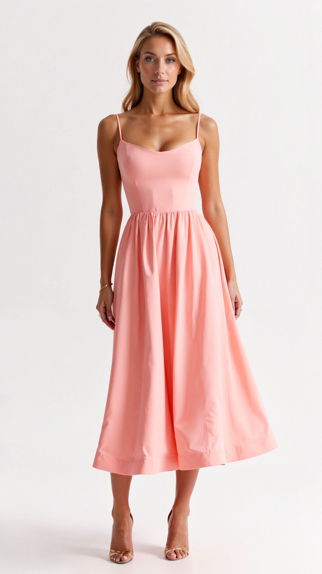 Strapless Evening Midi Dress - Lightweight Summer - For Women