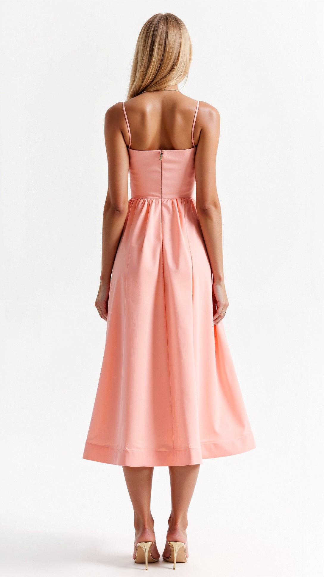 Strapless Evening Midi Dress - Lightweight Summer - For Women