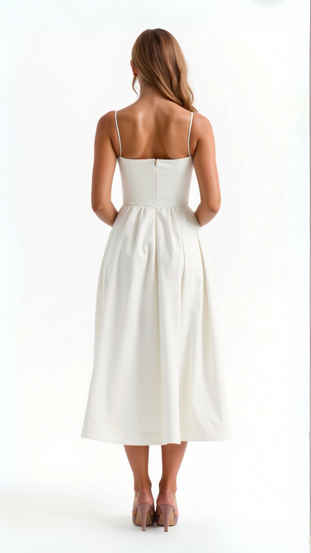 Strapless Evening Midi Dress - Lightweight Summer - For Women