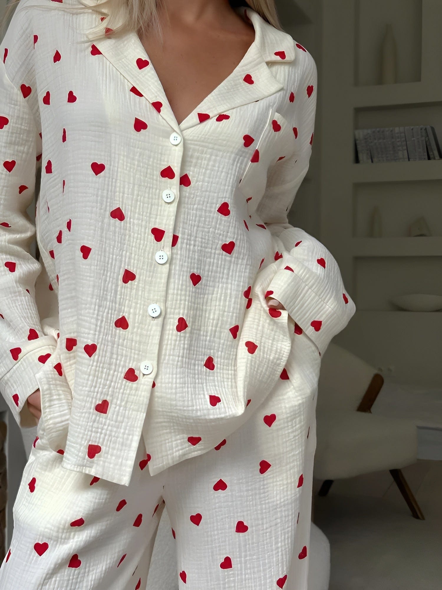 Pyjama set | Women, heart print | Soft comfy sleepwear