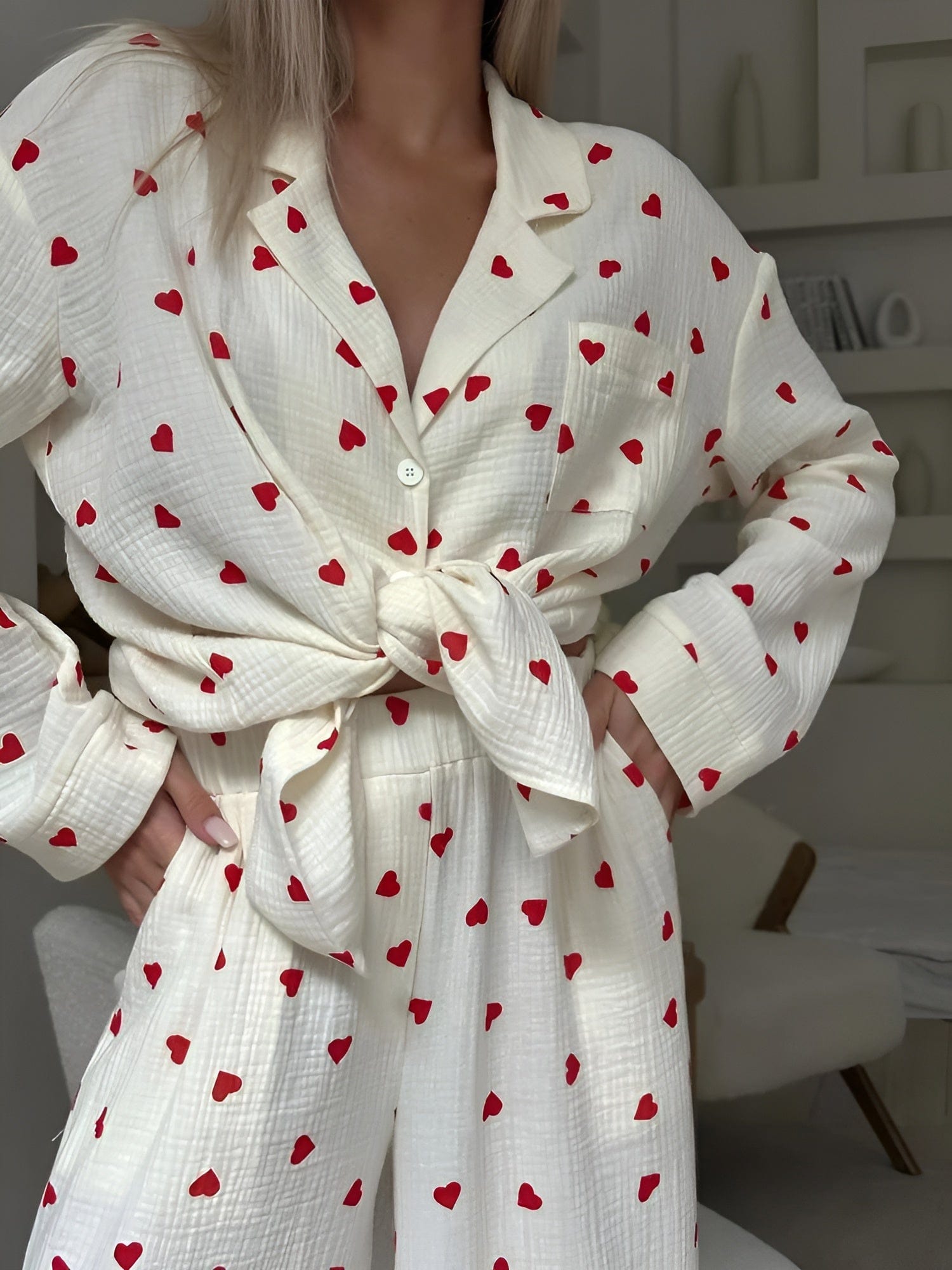 Pyjama set | Women, heart print | Soft comfy sleepwear