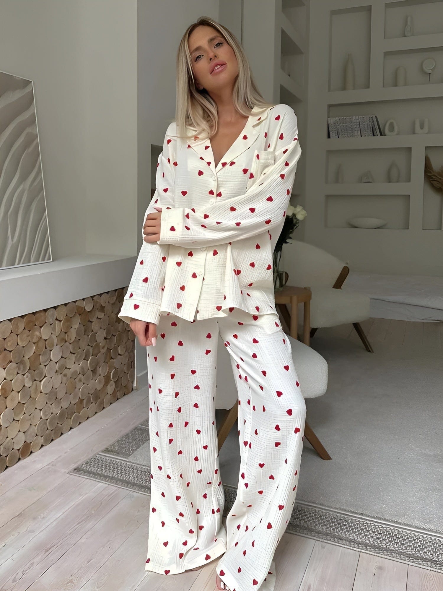 Pyjama set | Women, heart print | Soft comfy sleepwear