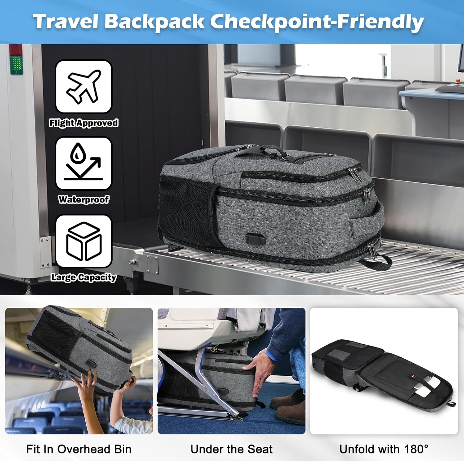 Laptop Backpack | Waterproof, USB Port, Meal Compartment