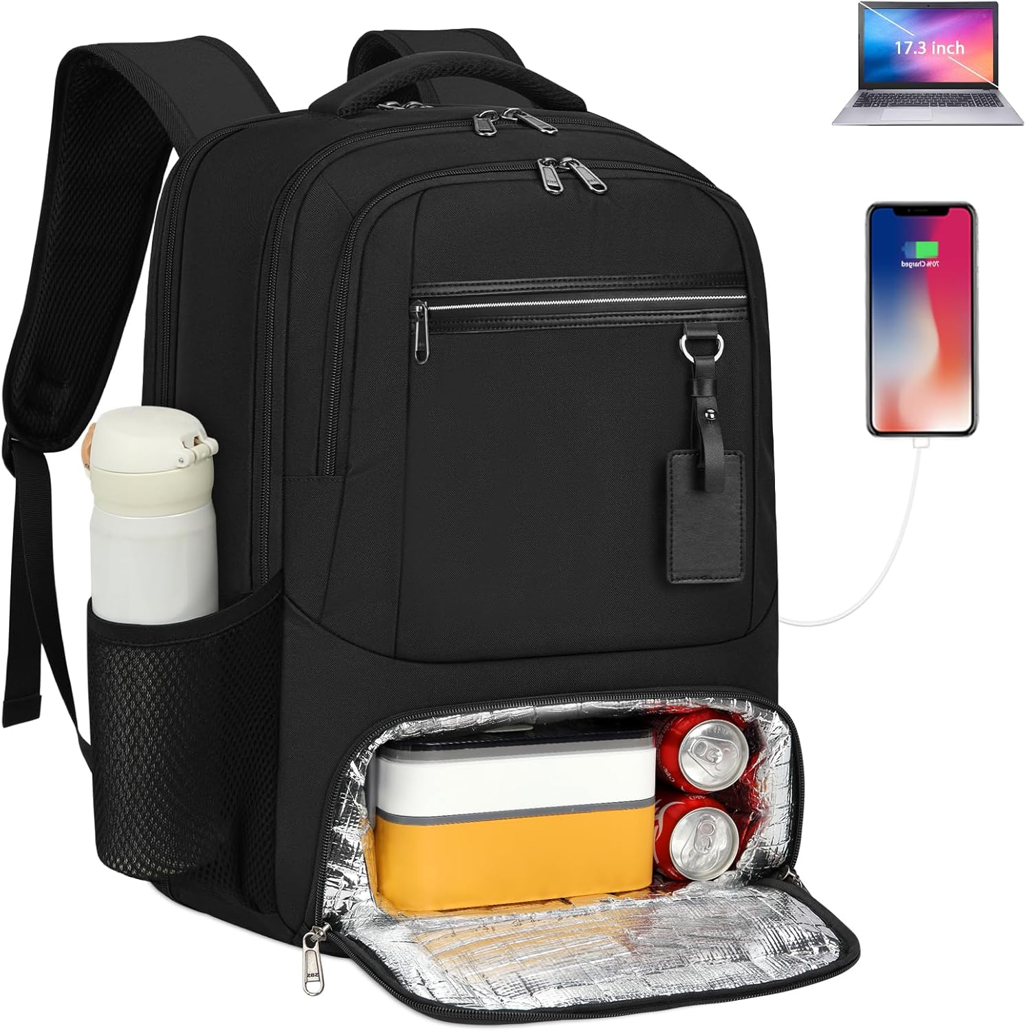 Laptop Backpack | Waterproof, USB Port, Meal Compartment