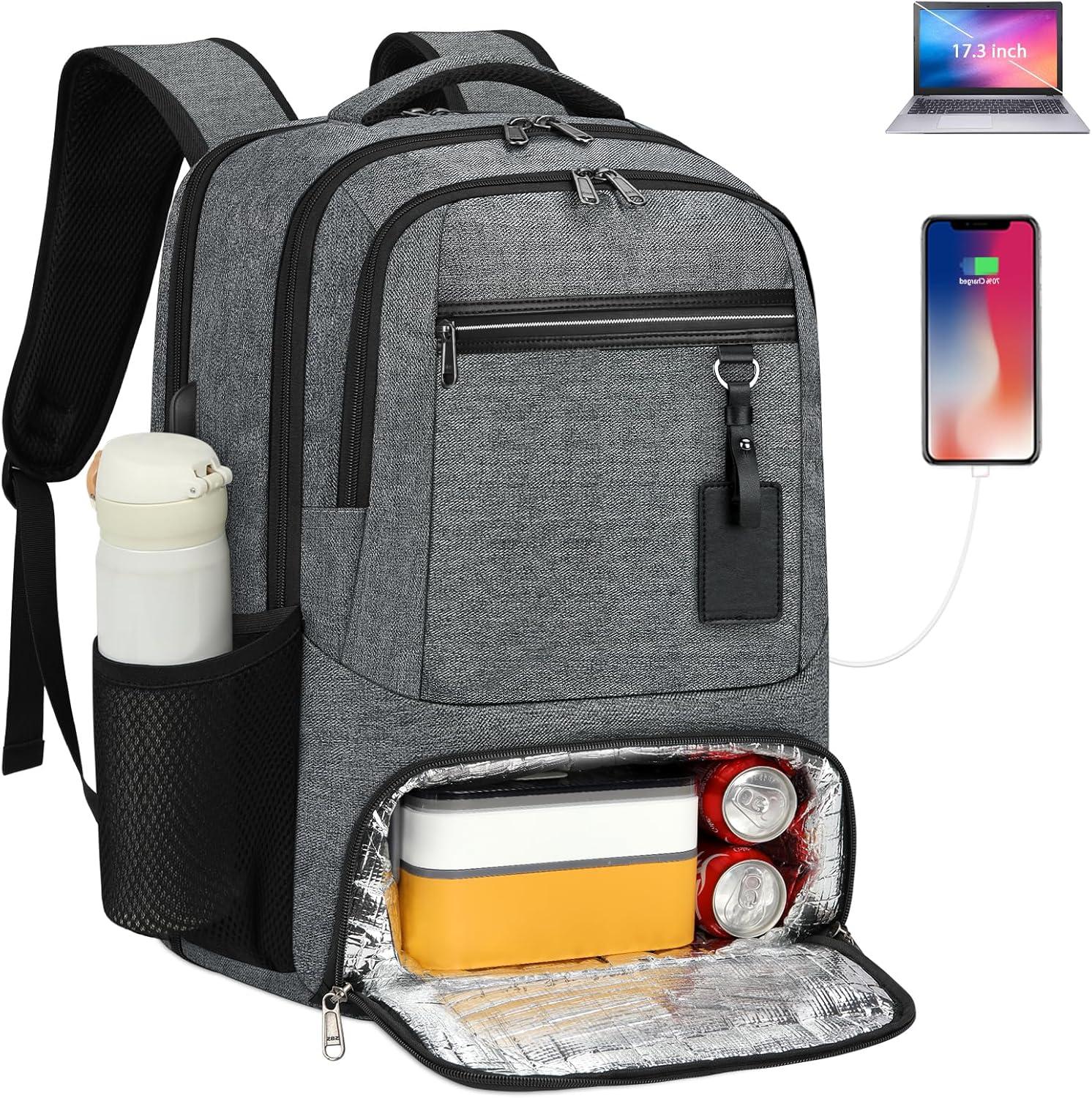 Laptop Backpack | Waterproof, USB Port, Meal Compartment