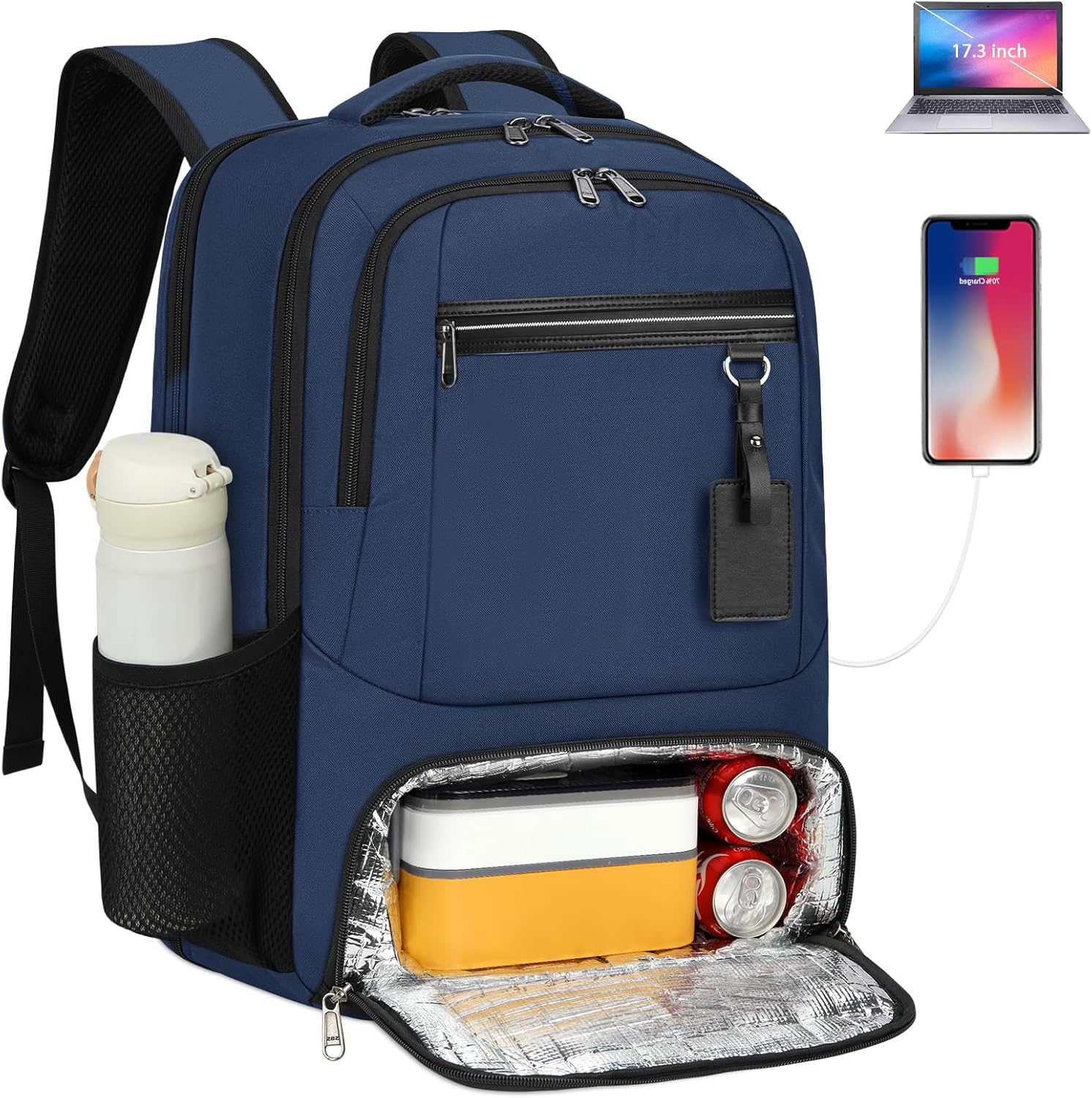Laptop Backpack | Waterproof, USB Port, Meal Compartment