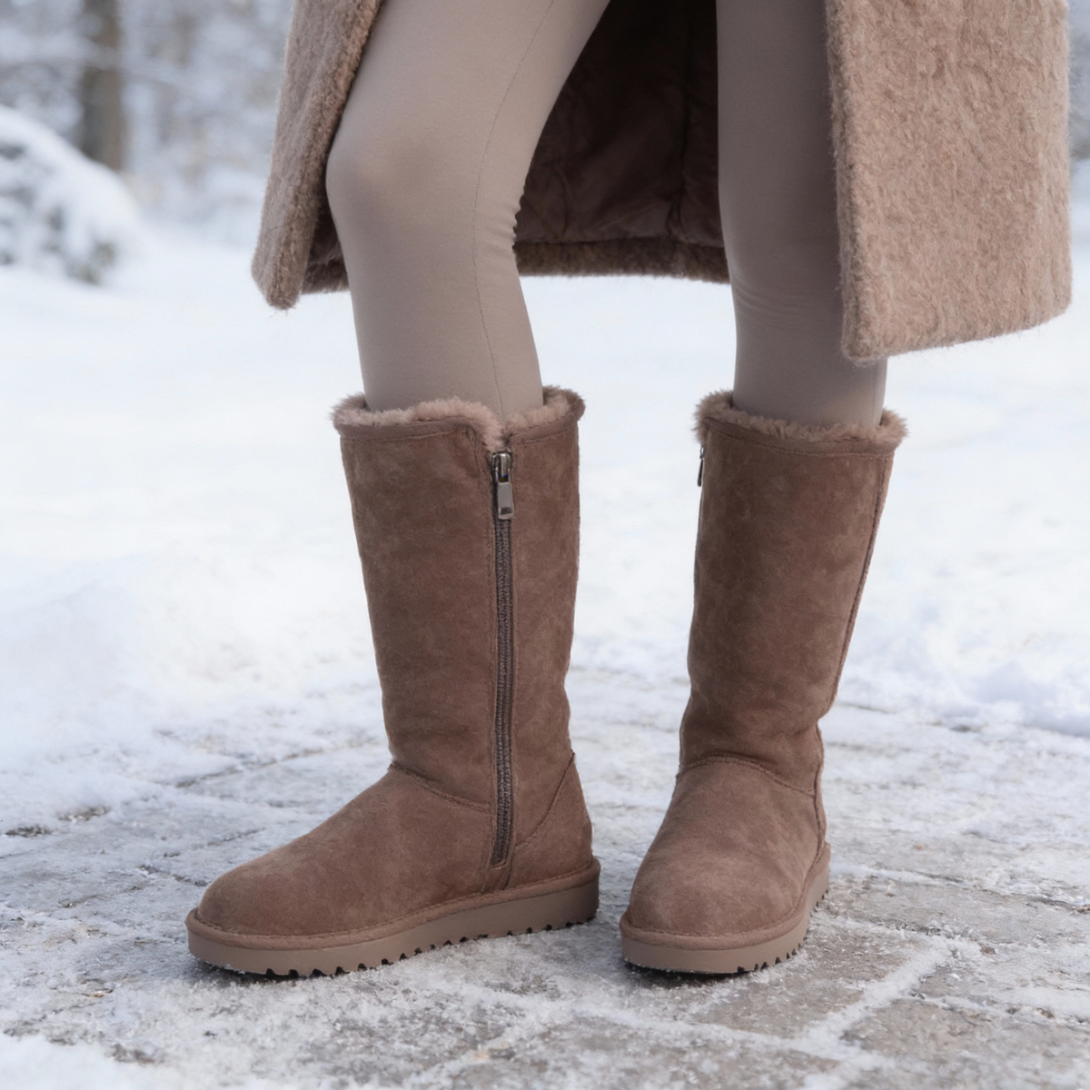 Sheepskin Boots | Women's Suede, Side Zip | Waterproof Winter Boots
