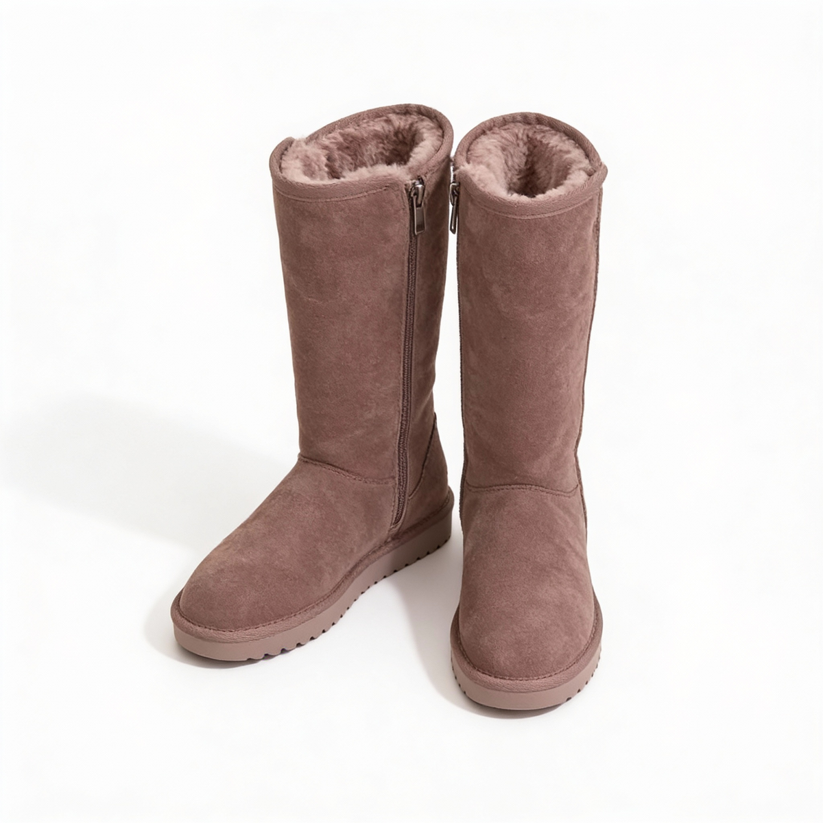 Sheepskin Boots | Women's Suede, Side Zip | Waterproof Winter Boots