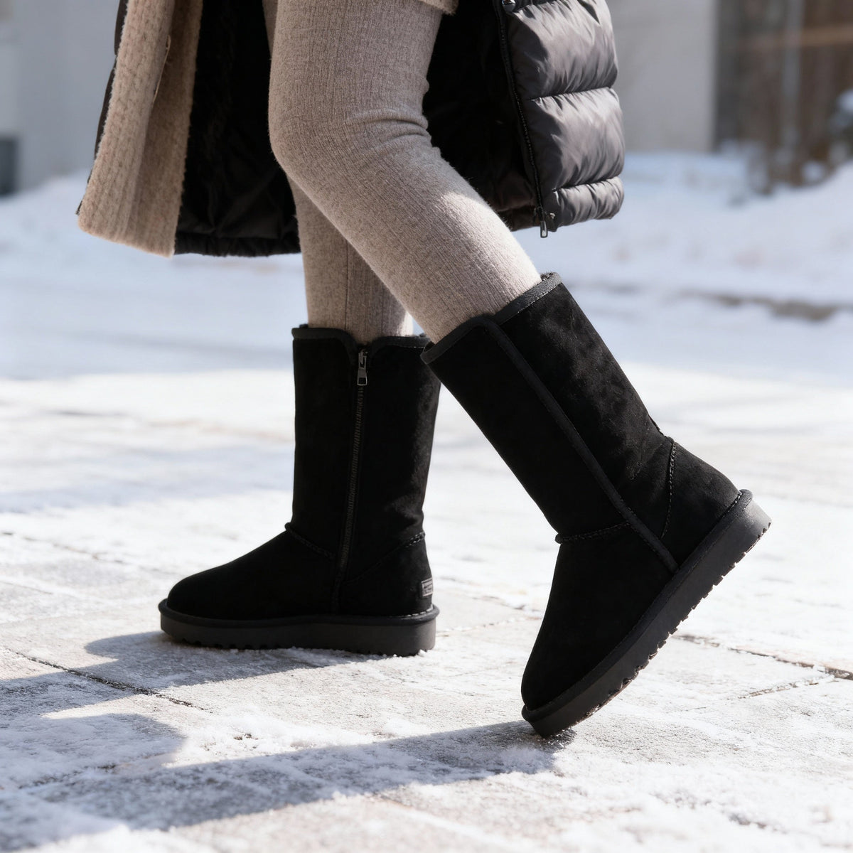 Sheepskin Boots | Women's Suede, Side Zip | Waterproof Winter Boots