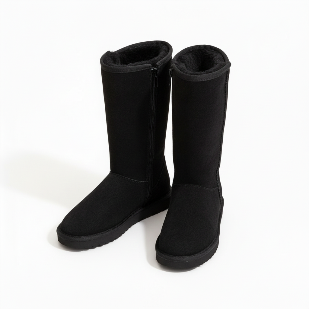 Sheepskin Boots | Women's Suede, Side Zip | Waterproof Winter Boots