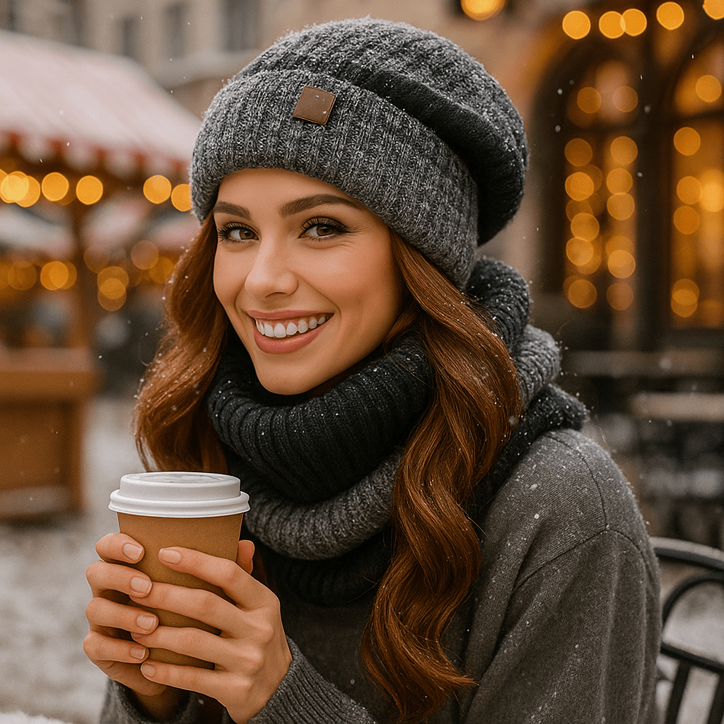 Noëlle - Women's Wool Hat and Scarf Set - Luxury Winter