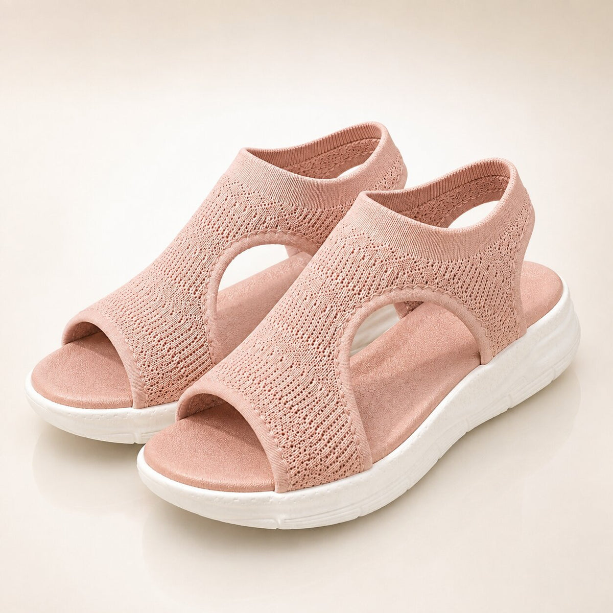 Orthopedic sandals contoured footbed womens knit slip on with arch support