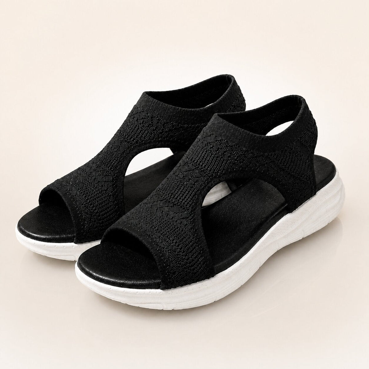 Orthopedic sandals contoured footbed womens knit slip on with arch support