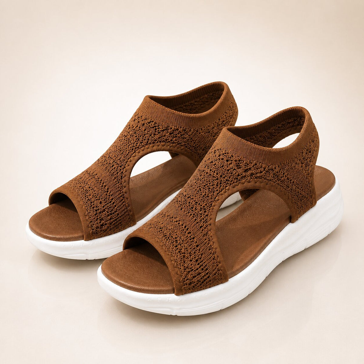 Orthopedic sandals contoured footbed womens knit slip on with arch support
