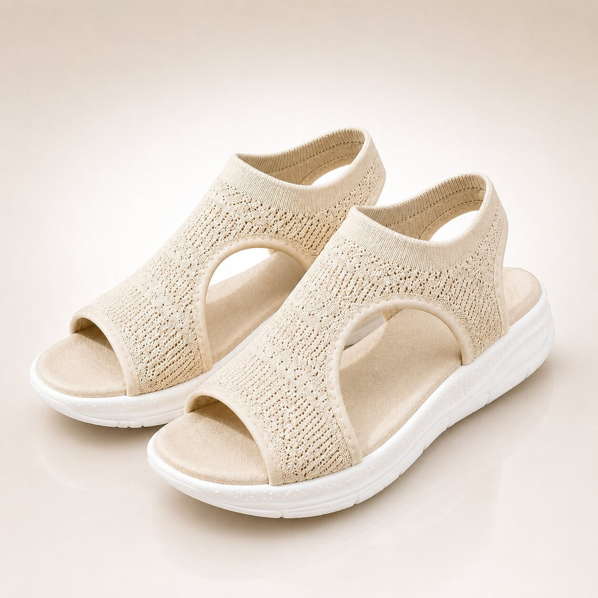 Orthopedic sandals contoured footbed womens knit slip on with arch support