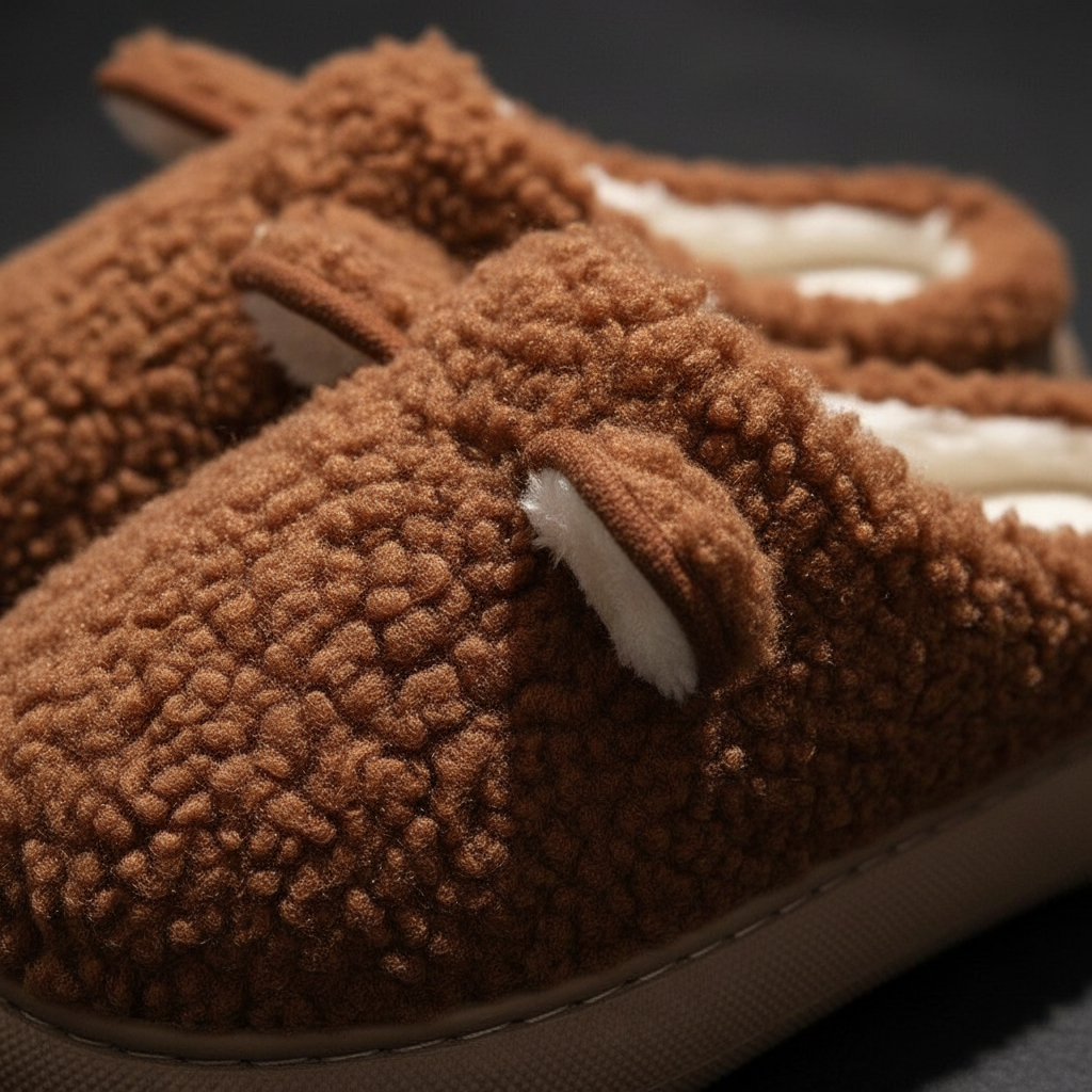 Teddy slippers women platform sole plush lined anti slip sole