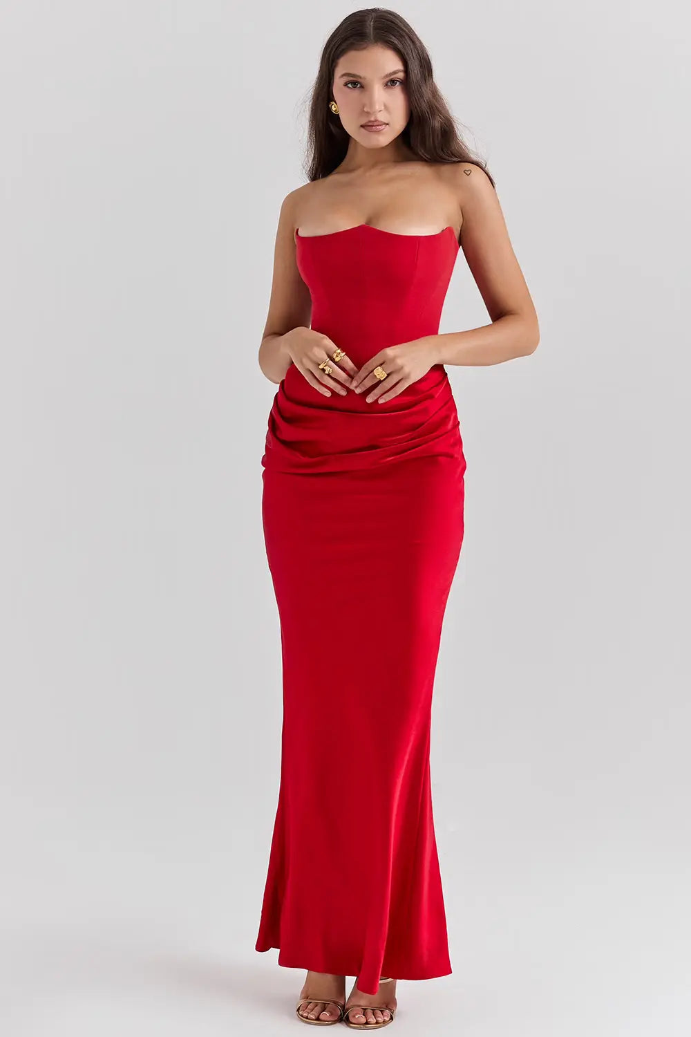 Maxi Dress | Women's Strapless Lace Gown | Formal Evening Style